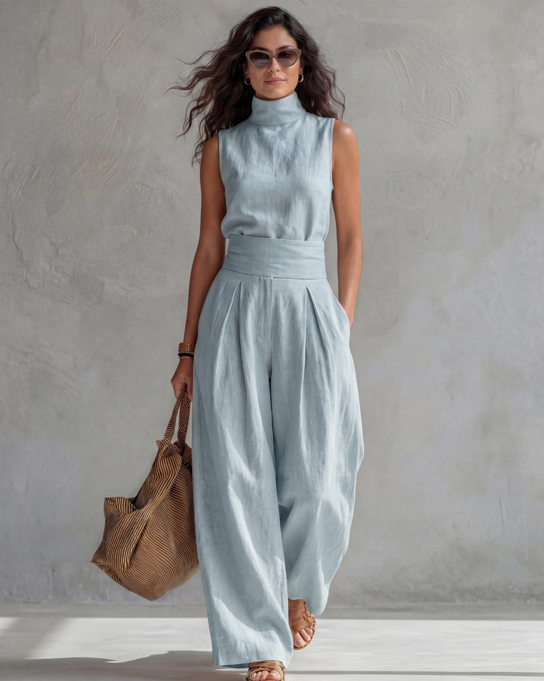 María | Ensemble Élégant de Pantalons Amples et Haut