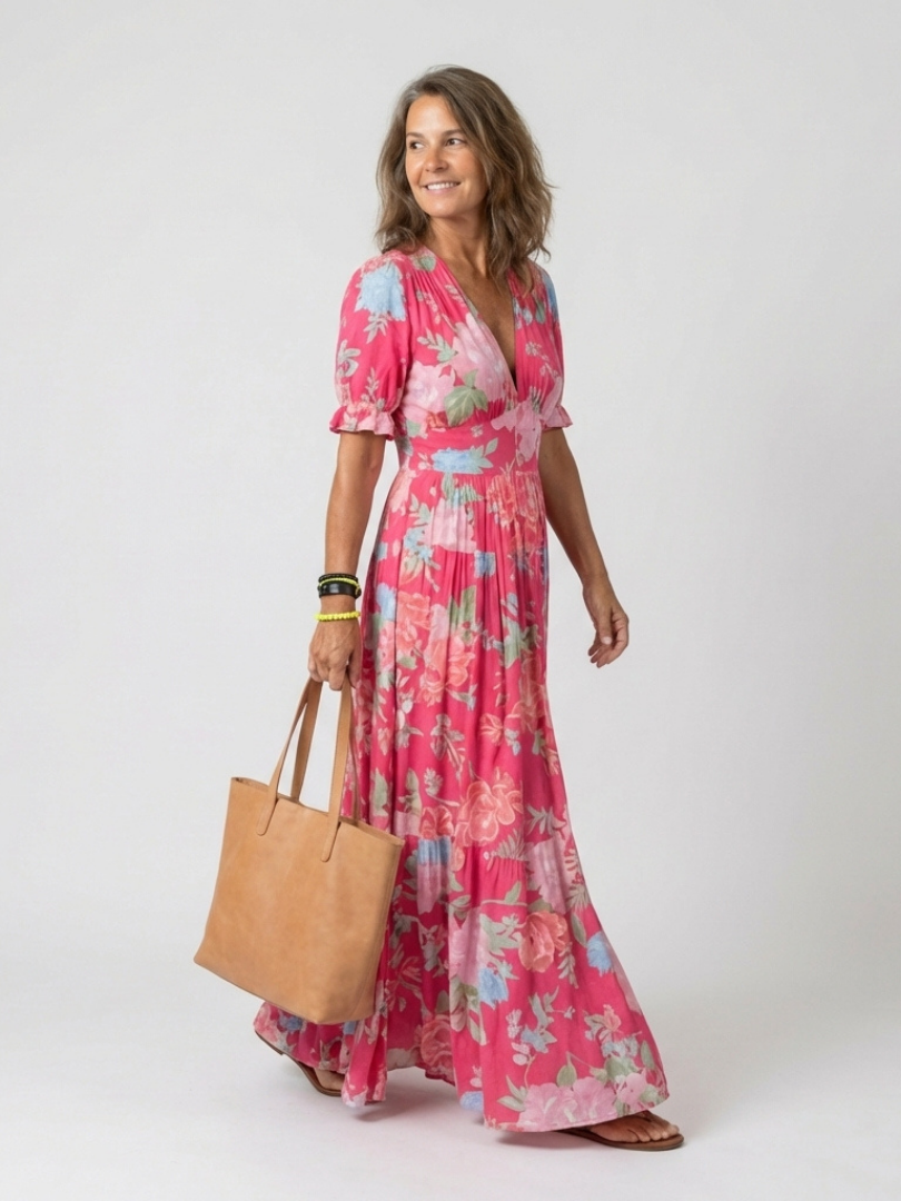 Léonie – Robe longue fluide fleurie