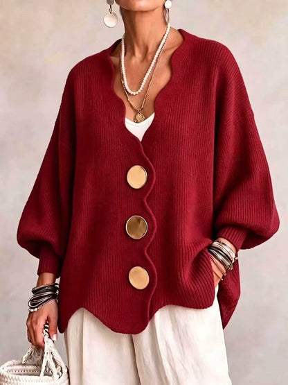 Elvira | Gilet en Tricot à Boutons et Col en V