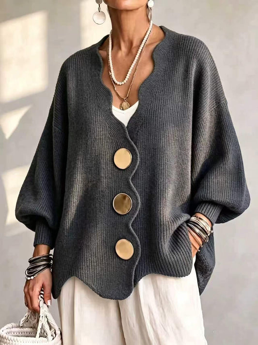 Elvira | Gilet en Tricot à Boutons et Col en V