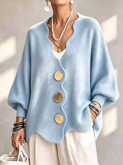 Elvira | Gilet en Tricot à Boutons et Col en V