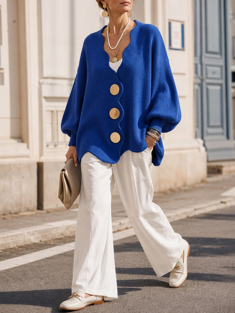 Elvira | Gilet en Tricot à Boutons et Col en V