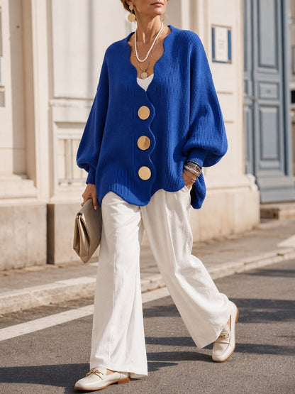 Elvira | Gilet en Tricot à Boutons et Col en V
