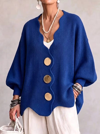 Elvira | Gilet en Tricot à Boutons et Col en V
