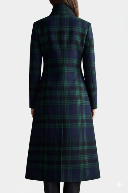 Rebecca | Manteau midi ajusté à motifs à carreaux