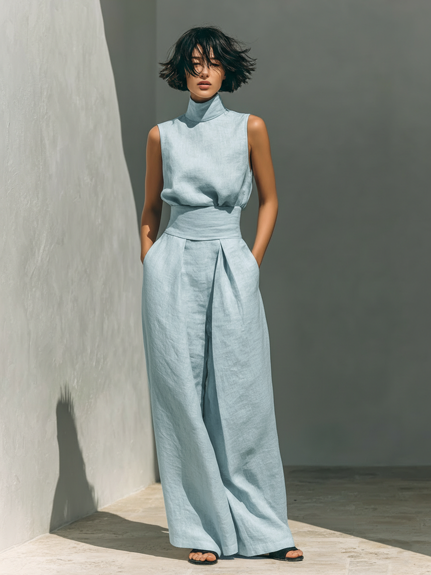 Amara — Ensemble minimaliste blouse et pantalon fluide