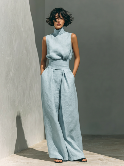Amara — Ensemble minimaliste blouse et pantalon fluide