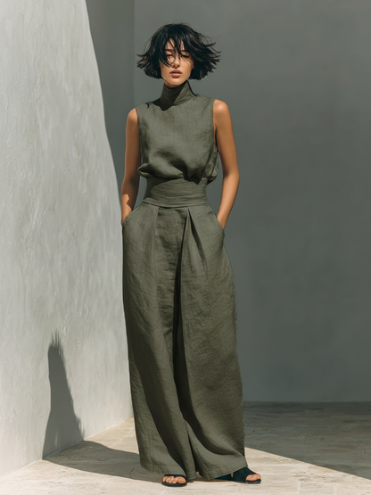 Amara — Ensemble minimaliste blouse et pantalon fluide