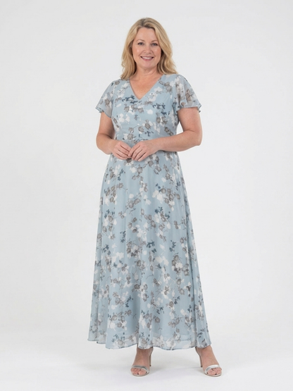 Ismérie – Robe longue fleurie en chiffon