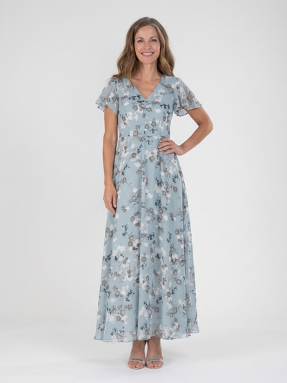 Ismérie – Robe longue fleurie en chiffon