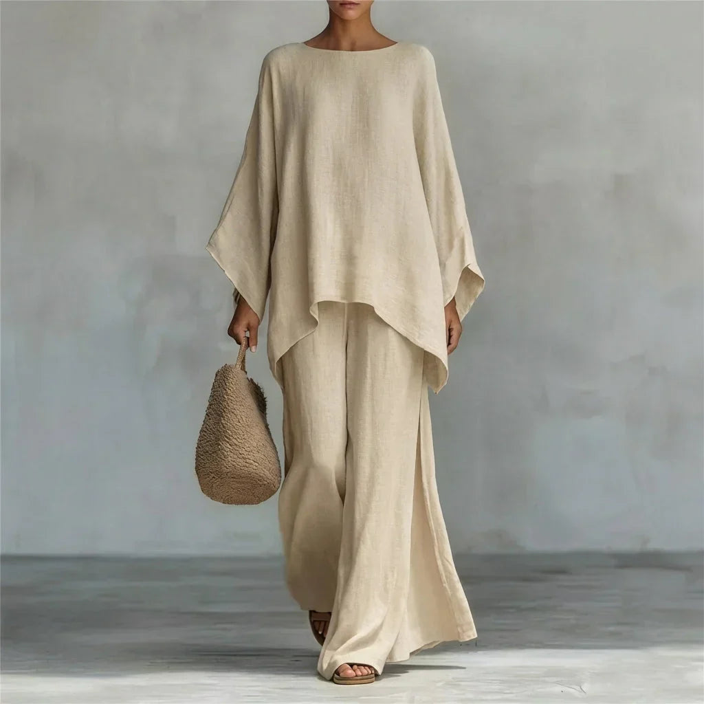 Ensemble Verónica : Blouse à Manches Longues et Pantalon à Jambes Larges