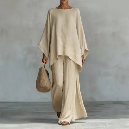 Ensemble Verónica : Blouse à Manches Longues et Pantalon à Jambes Larges