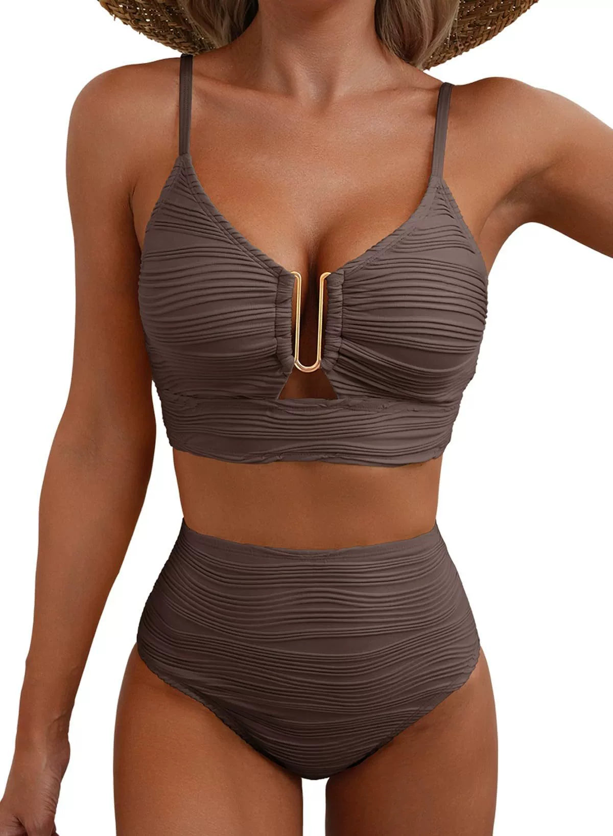 Ensemble de Bikini Taille Haute Golden U-Link