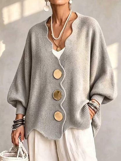 Elvira | Gilet en Tricot à Boutons et Col en V