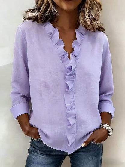 Claire – Blouse col V à volants