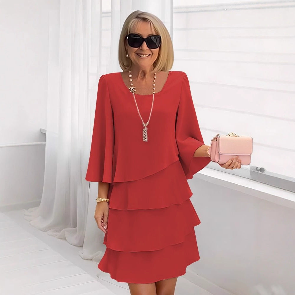 Maria – Élégante robe midi à volants