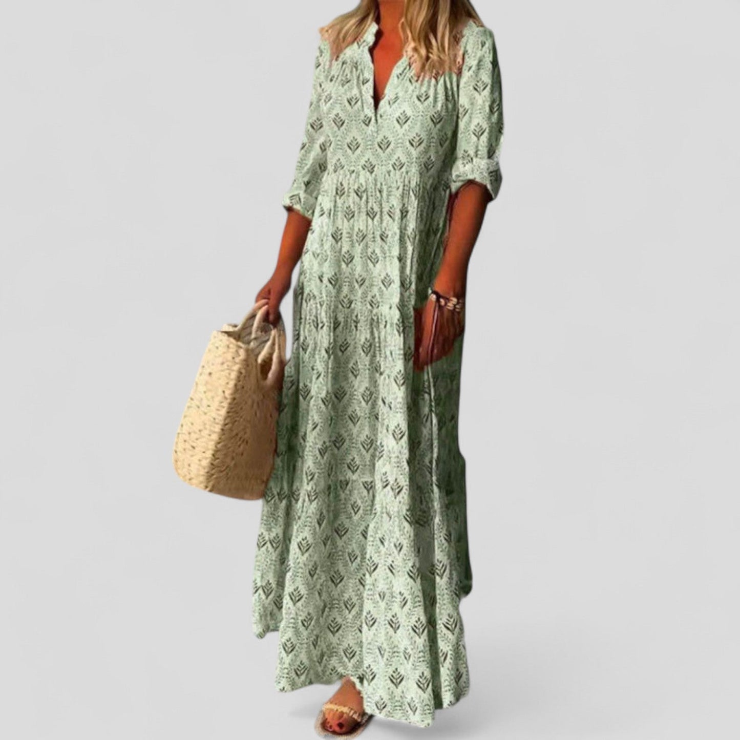 Marcilia – Robe maxi élégante à motif ethnique