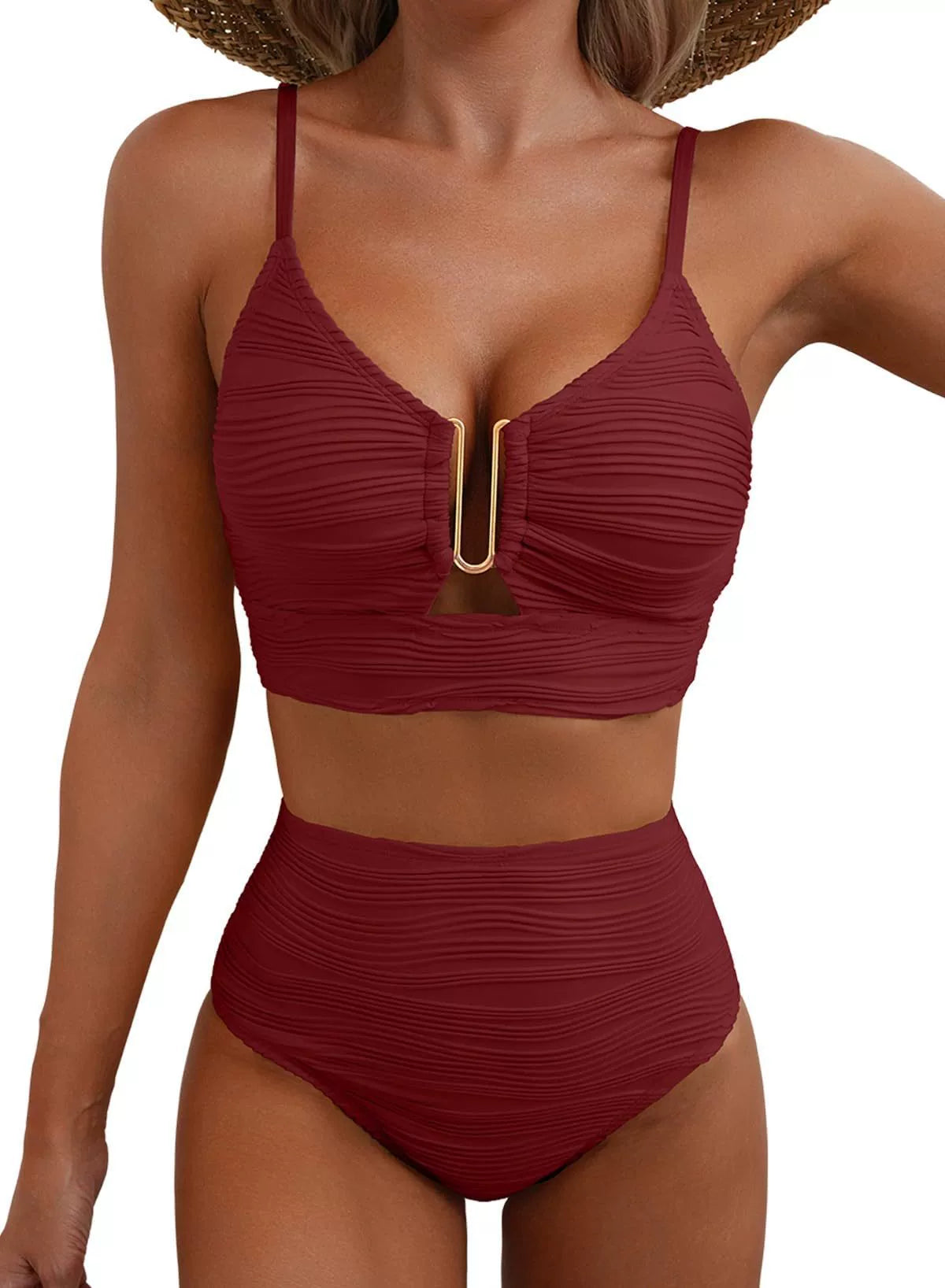 Ensemble de Bikini Taille Haute Golden U-Link