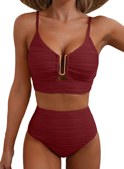Ensemble de Bikini Taille Haute Golden U-Link