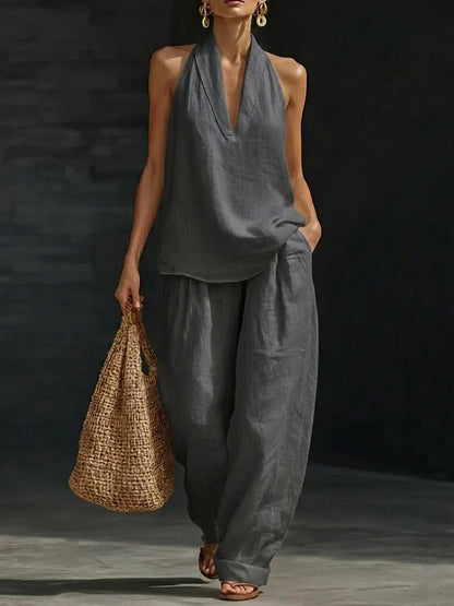 Ensemble Sans Manches Andrea avec Pantalon à Large Jambes