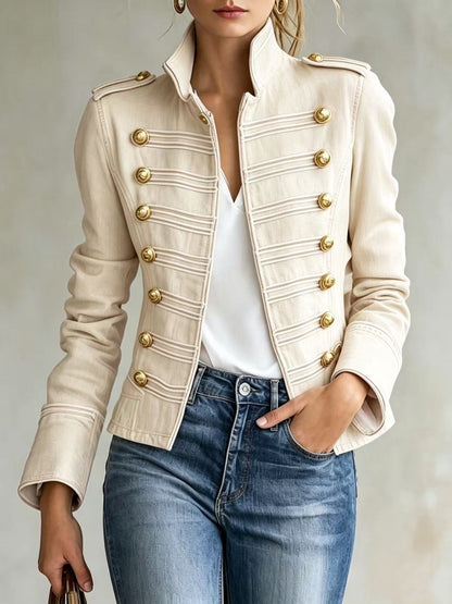 Marion | Veste en jean militaire avec boutons dorés