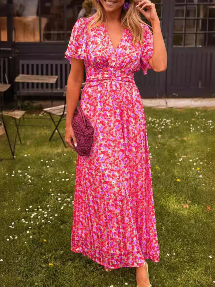 Elis – Longue robe fluide à motif floral