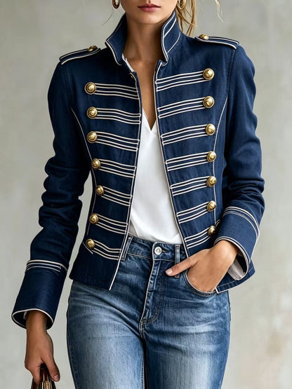 Marion | Veste en jean militaire avec boutons dorés