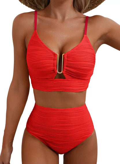 Ensemble de Bikini Taille Haute Golden U-Link