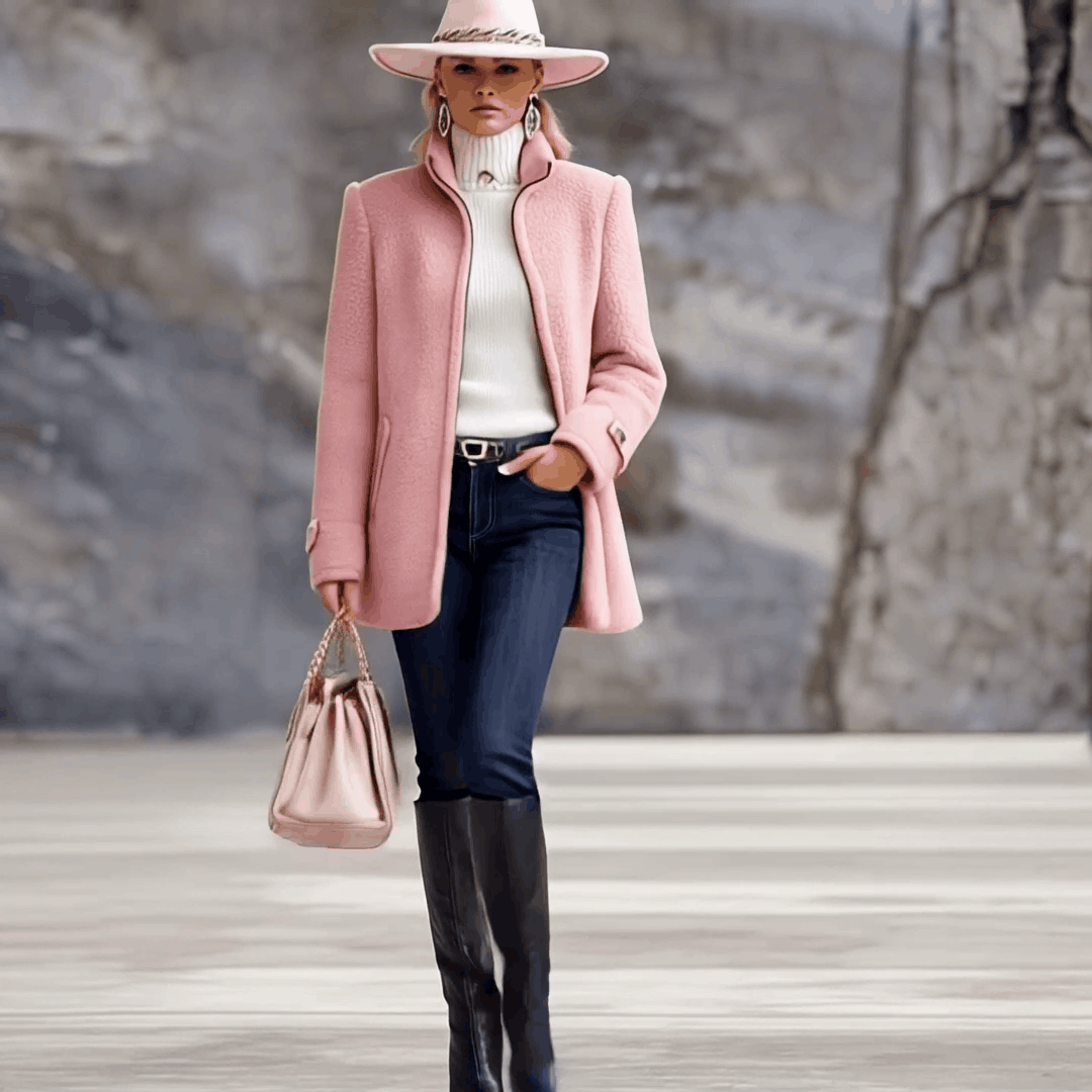 Veste vintage en polaire rose avec zip