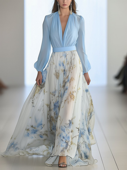 Éléonore – Robe longue fleurie élégante