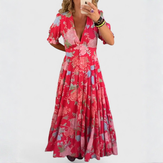 Minelda – Robe fleurie col V