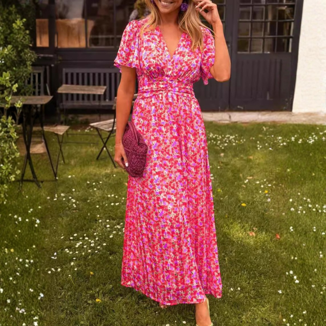 Élina – Robe longue fluide fleurie