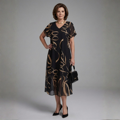 Adèle – Robe midi fluide imprimé abstrait