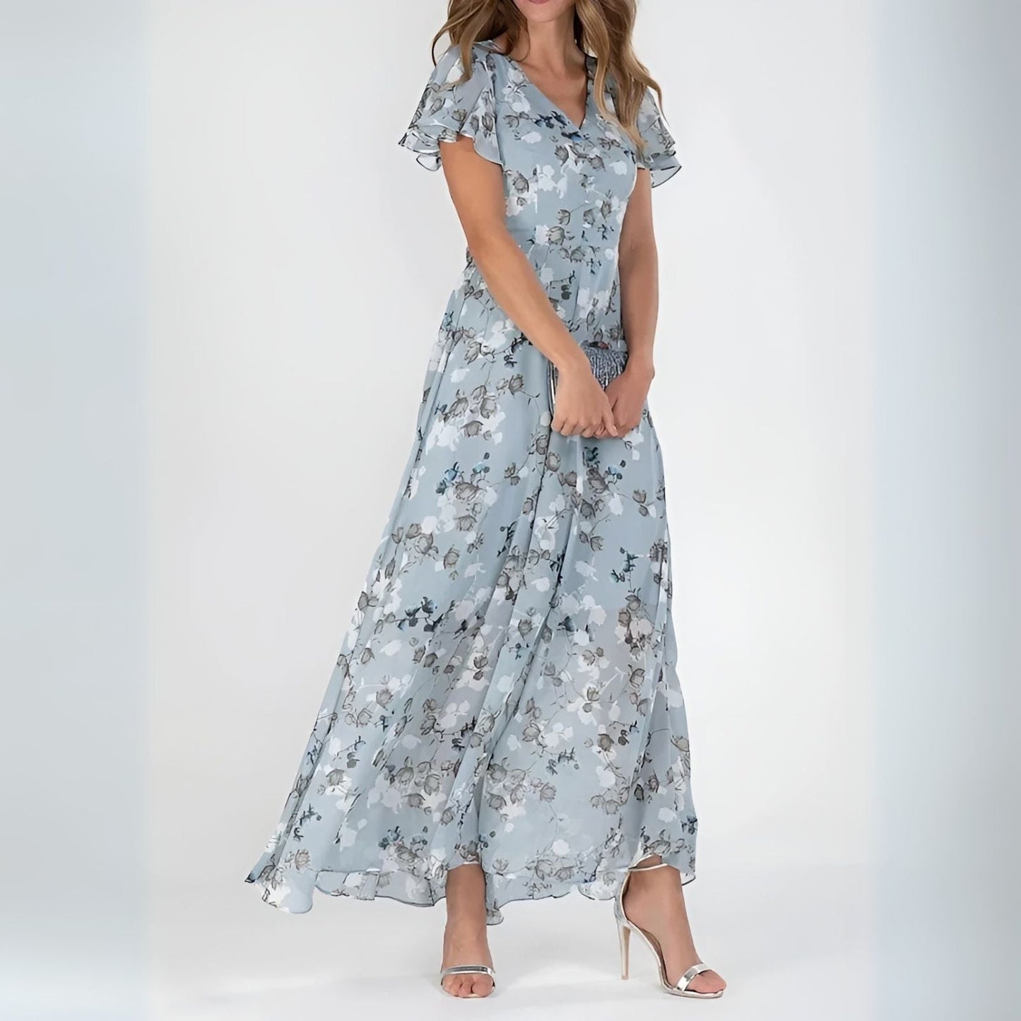 Audrey – Robe élégante fluide effet ventre plat