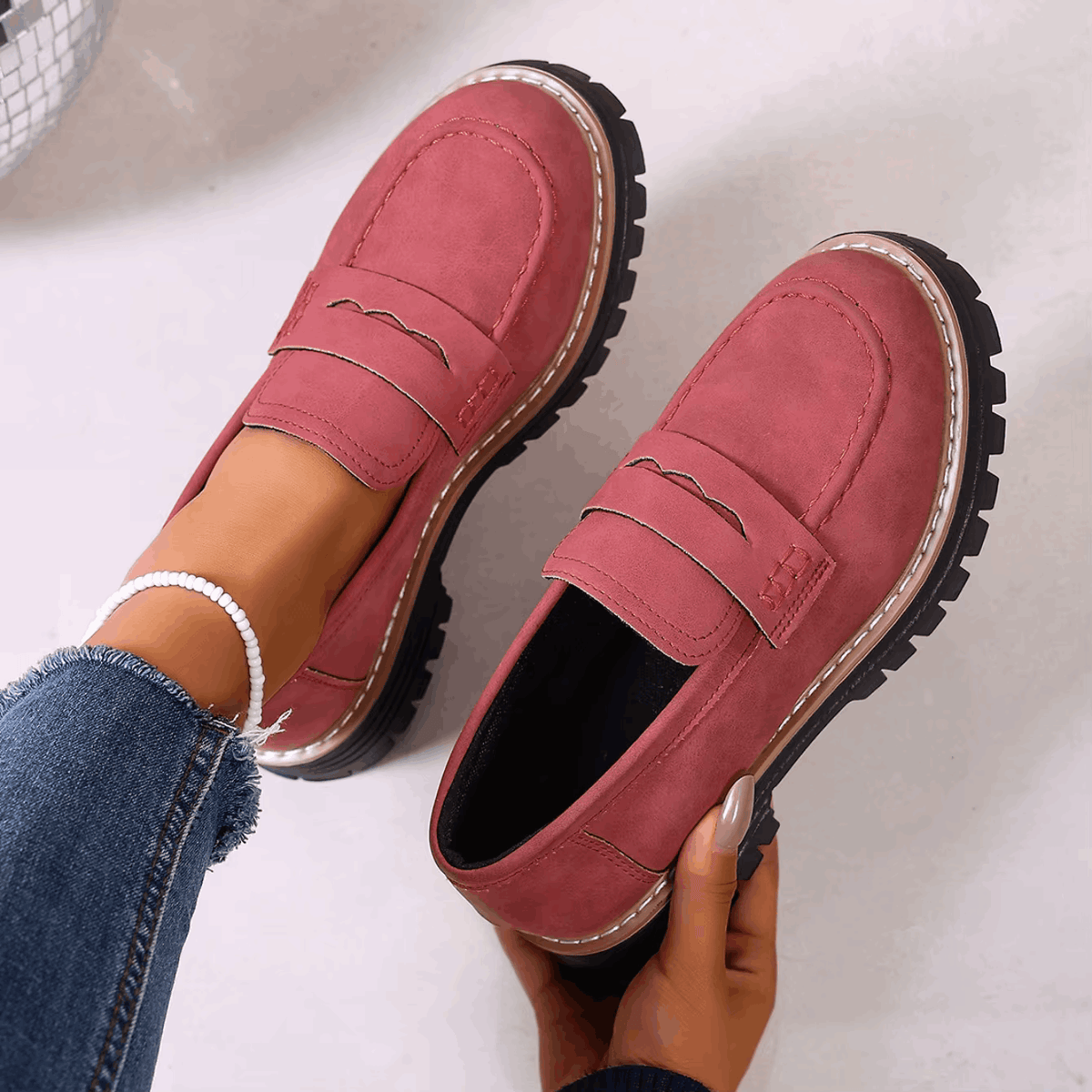 Elsa | Mocassins à Talon de Style Académique