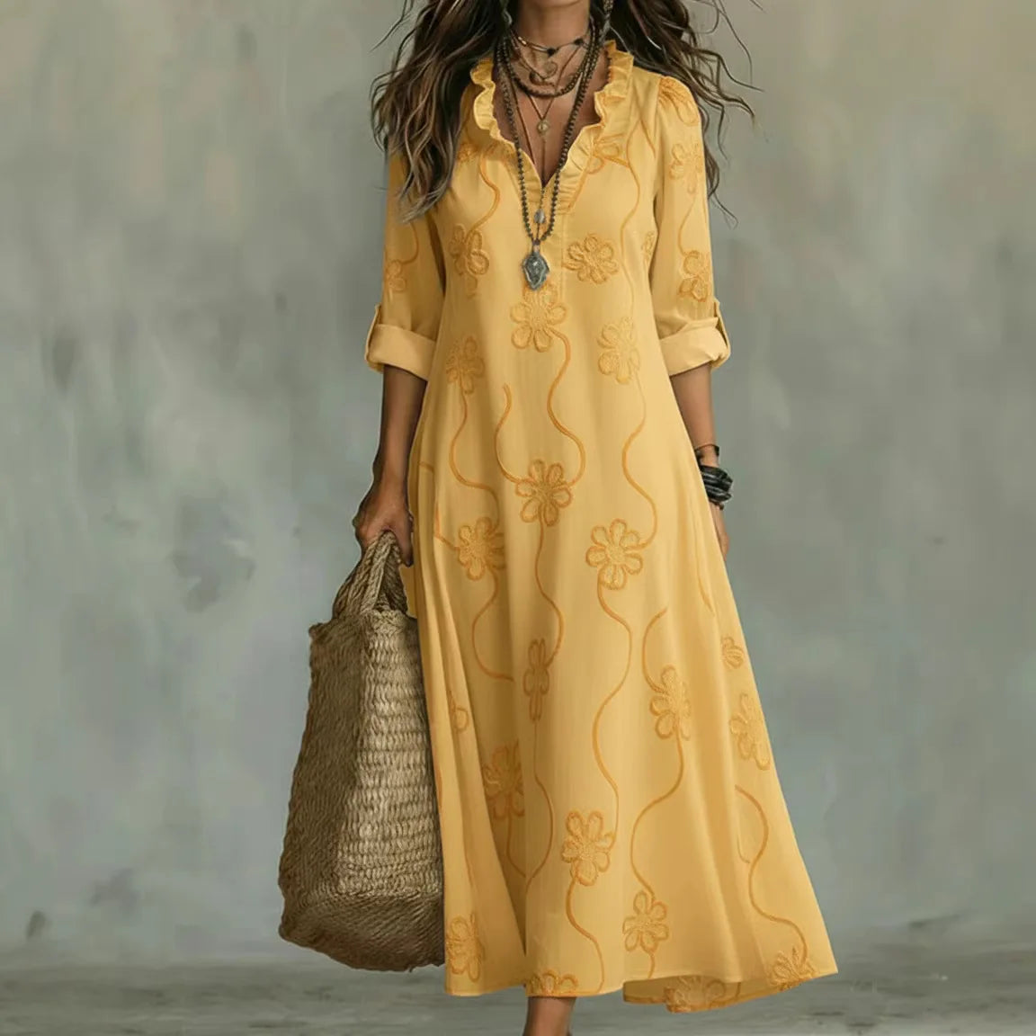 Robe Longue d'Été à Fleurs Sienna