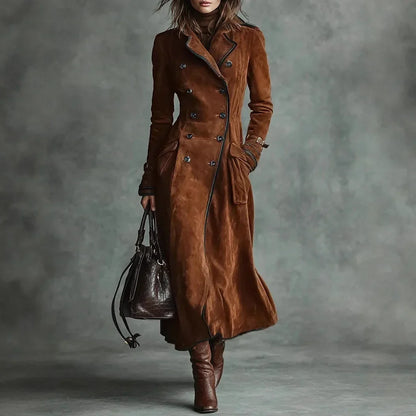 Georgina | Manteau long effet daim avec ceinture