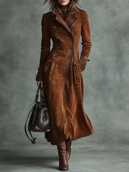 Georgina | Manteau long effet daim avec ceinture