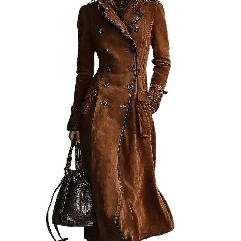 Georgina | Manteau long effet daim avec ceinture