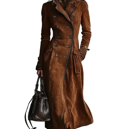 Georgina | Manteau long effet daim avec ceinture