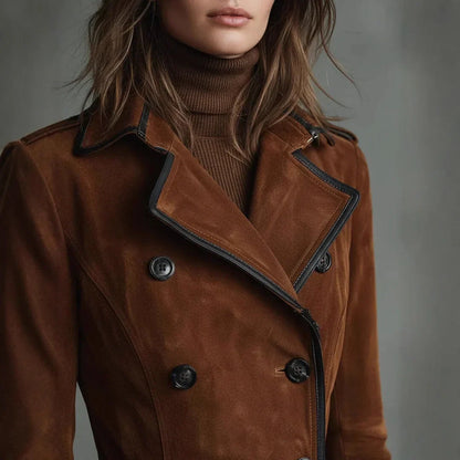 Georgina | Manteau long effet daim avec ceinture