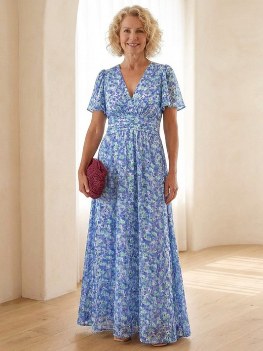 Élina – Robe longue fluide fleurie