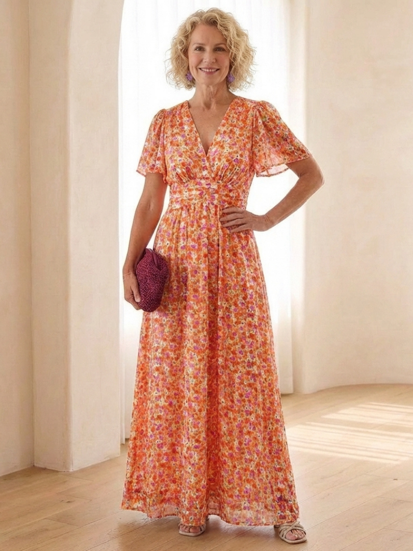 Élina – Robe longue fluide fleurie