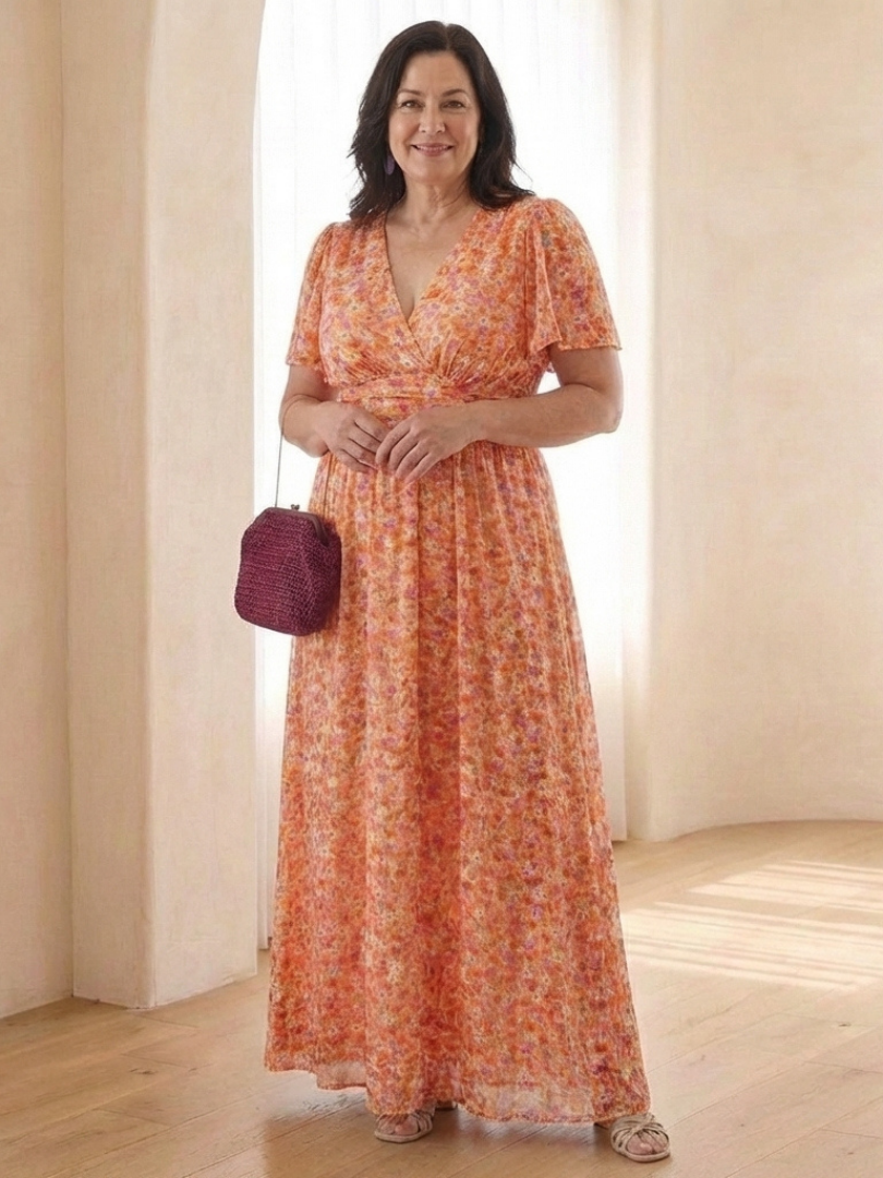 Élina – Robe longue fluide fleurie