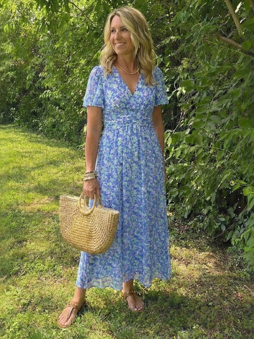 Élina – Robe longue fluide fleurie