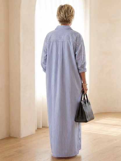 Soline – Robe chemise longue à rayures