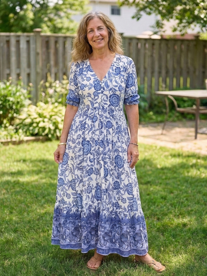 Clara – Robe midi fluide fleurie