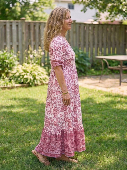 Clara – Robe midi fluide fleurie