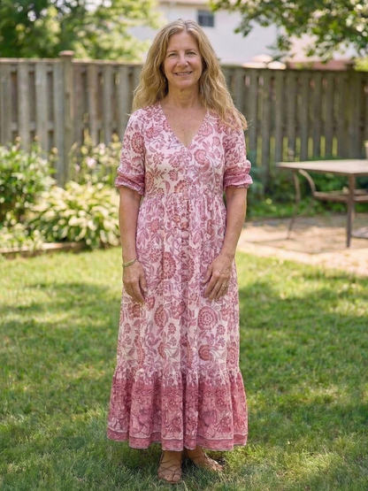 Clara – Robe midi fluide fleurie