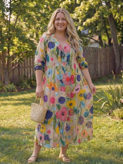 Virelle – Robe longue fluide imprimé botanique